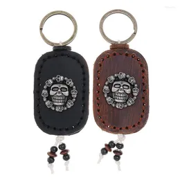 Keychains Vintage Trendy Jewelry Stitching Leather Multi-Skull Pendant Men's Car Keyrings Knapsack Charm Punk Accessories GiftsKeychains