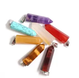 Charms Natural Stone Agates Hexagonal Pillar Pendants Fashion Healing Crystal Pendum Necklace Making Hjewelry Drop Delivery Jewelry Dhe0F