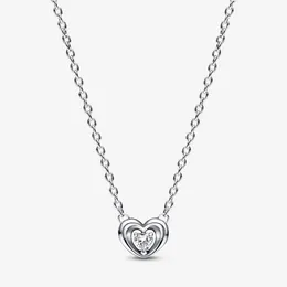 Necklace 925 Sterling Silver Radiant Heart & Floating Stone Pendant Collier Necklace Fashion Wedding Engagement Jewelry Making for Women gifts