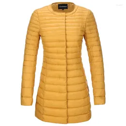 Płaszcze damskie okopy giolshon dla kobiet pikowana lekka puffer kurtka sprężyna jesień moda długa wyściełana bąbelkowa płaszcz solidny kolor wierzchnia wierzchnia