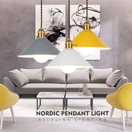 Pendant Lamps ASCELINA Modern Nordic Chandelier LED Indoor Lighting Restaurant Colorful Living Room White Ceiling Lamp