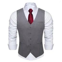Herrenwesten Grau Solide Rayon Polyester Anzugweste Für Männer Formale Hochzeit Business Blazer Weste Kleidung Großhandel DiBanGu
