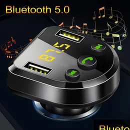 Bluetooth Car Kit Wireless Hands 5.0 FMトランスミッターMP3プレーヤー電圧検出デュアルUSB充電器サポートUディスクドロップ配信MOBIL DH29C