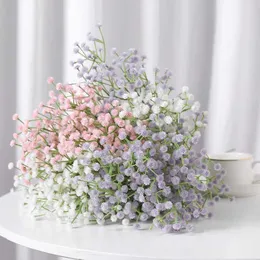 Ghirlande di fiori decorativi Fiore artificiale Fiore di plastica per l'alito del bambino Gypsophila Pianta finta in silicone Fiore di nozze Home Hotel Decorazione del partito 6 colori