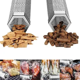 Verktygstillbehör odefinierade 12 Hexagon BBQ Träpelletrör rökare bärbar grill rökgenerator utomhus matlagning 2023