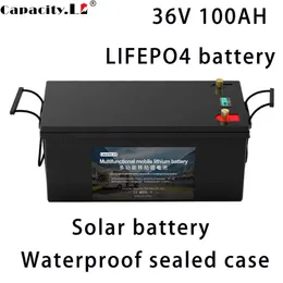 36V LIFEPO4 Batteripaket 100AH ​​LITIUM Batteri RV Solen Energilagring Backup Batteri BMS Vattentät bly Syra Shell