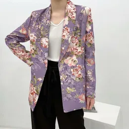 Kadınlar Suits Blazers Pinkou Kadınlar Retro Zarif Çiçek Blazer Çift Kruvaze Uzun Kollu Çentikli Yaka Ceket Şık Paltolar CA11
