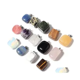 Charms Square Cubic Natural Stone Chakra Healing Rose Quartz Lapis Amethysts Pendant Diy Necklace Earrings Jewelry Makin Jiaminstore Dhgz2