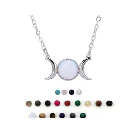 Collares colgantes Cadenas de acero inoxidable Fashion Natural Crystal Stone Moon Charms Jewelry for Women Girls Drop entrega Pendants DHWCF