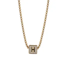 Hip Hop A-Z niestandardowe litery Spuare Naszyjnik Bling 18k Real Gold Pleated Biżuterii Topbling