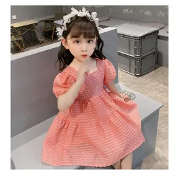 Kız Elbiseler 2023 Yaz Büyük Bow Girls Dress Çocuk Kıyafetleri Güzel Prenses Çocuklar