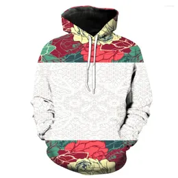 Men's Hoodies 2023 Fashion Sweatshirt Men / Women 3d Print Flowers Vintage Sty Pattern Slim Unisex Stylish Hooded