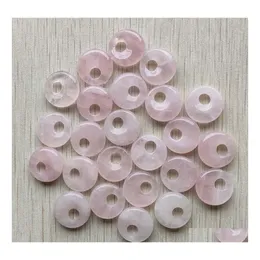 Charms Natural Rose Quartz Stone Pink Gogo Donut Pendant Beads 18Mm For Jewelry Making Jiaminstore Drop Delivery Findings Components Dh5Sk