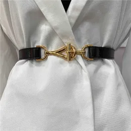 Belts New Leather Thin Belt For Women Metal Hang Buckle Waist Strap Luxury Brand Designer Female Dress Trouser Decoration Waistband J230220