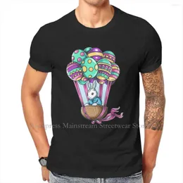 Camisetas masculinas Pascua en canasta con huevos de globo volador Hip Hop Tshirt 2023 Creative Tops Leisure Shirt Men Tee Regalo especial