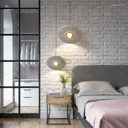 Pendant Lamps Satellite Restaurant Light Modern Art Terrazzo Design Bedroom Bedside Led Lamp Round Dining Room Nordic