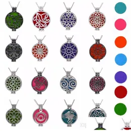 Incense Aroma Diffuser Necklace Open Vintage Sier Lockets Pendant Per Essential Oil Aromatherapy Locket With Pads Drop Delivery Heal Dhgu9