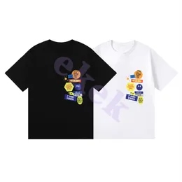 デザインラグジュアリーファッションブランドメンズTシャツステッカーレタープリント半袖ラウンドネックサマールーズTシャツトップブラックホワイト