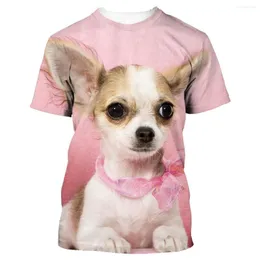 Camisetas masculinas de verão chihuahua 3d camiseta de impressão mole