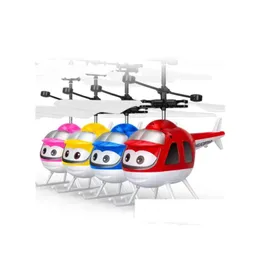 Electric/Rc Aircraft Rc Helicopter Drone Kids Toys Flying Ball Led Flashing Light Up Toy Fighter Induction Electric Sensor For Child Dhycm