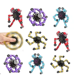 Dekompresyjna zabawka transformacyjny do łańcucha opuszków palca robot DIY Deformacja Deformowana mechaniczna dla dzieci Adts Drop Gelive Dhbe8