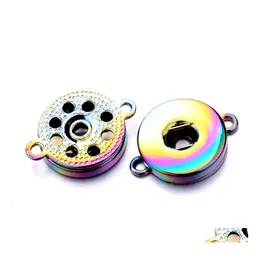 Charms Two Ear Sier Gold Rose Color 18mm Snap Button Connector Pendant Jewelry Making DIY Halsband￶rh￤ngen