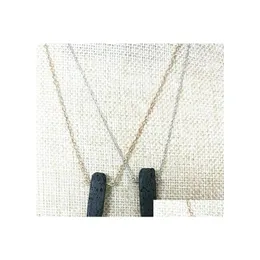 Подвесные ожерелья моды Sier Gold Color Rec Lava Каменное ожерелье вулканическая порода ароматерапия диффузор для женщин Jewelr Dht8a