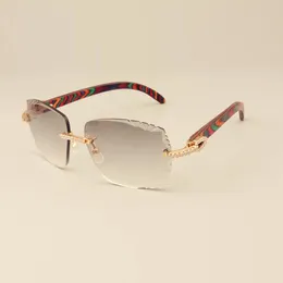 Eyewear Frames 3524014 Óculos de sol de diamante com óculos de sol de madeira de cor de cor natural e lentes de gravura