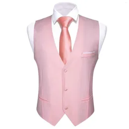 Kamizelki męskie wykwintne różowe mężczyzn bez rękawów Slim Fit Vest Mash Mash V-Neck kamizelka Zestaw Lisure Groom Party Projektant ślubny Barry.wang