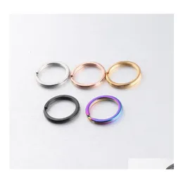 Nyckelringar 2x25mm Rainbow Round Circle Gold Sier Color Keychains Metal Chain Ring Split unisex Keyring KeyFob Holder Accessories DIY DH5HD