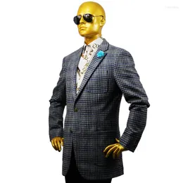Men's Suits Custom Tailor Made Men's Bespoke Business Formal Wedding Ware 2 Piece Jacket Coat Pant Grey Plaid Tweed Wool