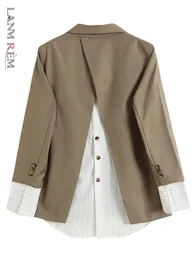 Damenanzüge Blazer Lanmrem Patchwork Blazer für Frauen gestreift, gekerbte Single Breasted Modes Coat weibliche Freizeitkleidung Spring 2R3771 230220