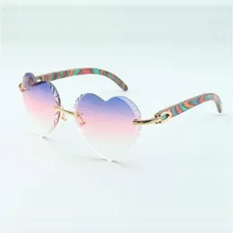 Fabrikbrillen 8300687 Sonnenbrille mit herzförmig geschliffenen Gläsern und Pfauenholzbügeln, Größe 58-18-135 mm
