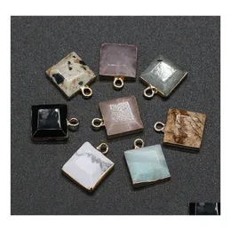Charms 12x16mm naturlig sten fyrkantig h￤nge roskvartl￤kning reiki crystal diy halsband ￶rh￤ngen kvinnor mode smycken hitta hj dhfe6