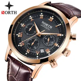 Armbandsur North Casual Sport Watches For Men Rose Gold Top Military Leather Watch Clock Fashion Chronograph Wristwatch