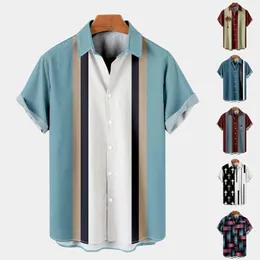 Мужские повседневные рубашки 2023 мужская полосатая рубашка отволовая уличная одежда с коротким рукавом мода мода базовая летняя камиса Masculina s-xxl