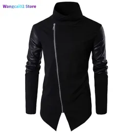 Jackets masculinos Helisopus Spring Black Leather Patchwork