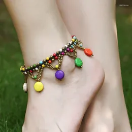 Anklets Bohemian turquoise Anklet Anklet Fashion Beach Cankle Bracelet Handmade Colorful Bead Stone Charm Fashoin Jewelry Women for Leg Chain