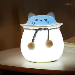 Bordslampor 3W LED Bedside Night Light Silicone Lovely Pat Lights USB laddning Justera ljusstyrka grossistrumsdekor