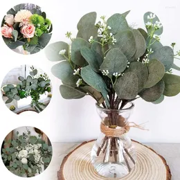 Decorative Flowers Artificial Eucalyptus Leaves Stems Eucalipto Branches Plants For Floral Silk Bouquets Wedding Setting Greenery Decor