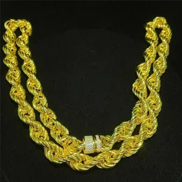 Fine Jewelry Hip Hop Gold Rope Chain Moissanite Cuban Links 9mm Iced Out Round Diamond Lock Rope Chain Silver Cuban Necklace