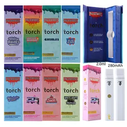 USA Stock Packwoods X Torch Disposable Vape Pens Diamonds 2ml Rechargeable 280mAh Battery E Cigarettes Empty Dab Pen Start Kits Micro USB 2.0ml Pods With Box Pack