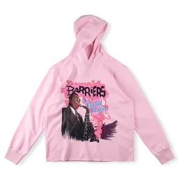 Moletons Moletom com Capuz Barriers Rosa Músico Estampado Oversized Fleece Moletom Masculino com Capuz