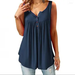 Frauen T Shirts Tasten O Neck Ärmel Lose Tank Tops Sexy Sommer T Solide Grün Blau Casual Strand Damen ropa De Mujer