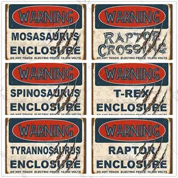 Dinosaur Metal Tin Sign Sign Aviso Raptor Gabinete clássico filme metal poster bar pub sinal retro placas de metal de metal 20x30cm woo