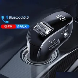 Bluetooth Car Kit FM Transmitter Wireless 5.0 Radio Modator USB Charger Hands Aux O MP3プレーヤードロップ配信モーターサイクルELEC DHZZ9
