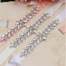 웨딩 새시 Missrdress Daimond Belt Crystal Flower Blorge Bridal Sash Silver Rhinestones를위한 신부 들러리 드레스 JK843