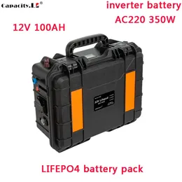12V100AH ​​LIFEPO4 Bateria recarregável Bateria AC350W RV Sola Fosfato de ferro 150AH BMS BATHIA DE LITHIUM Camping Outdoor Motor