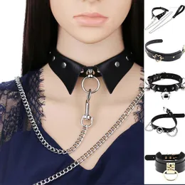 Choker Chokers Punk Collar Woman Black Necklace PU Leather Goth Rivets Pendientes Party Club Sexy Gothic Femme Jewelry Spen22