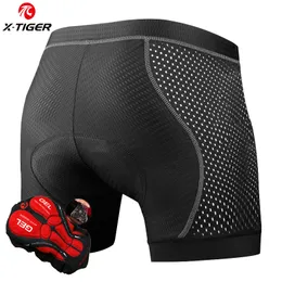 Shorts de ciclismo X-Tiger Biciclo Roupa Os shorts de bicicleta acolchoados de ciclismo de ciclismo 5D Potding MTB Liner Shorts com Anti-Slip perna Grips 230220